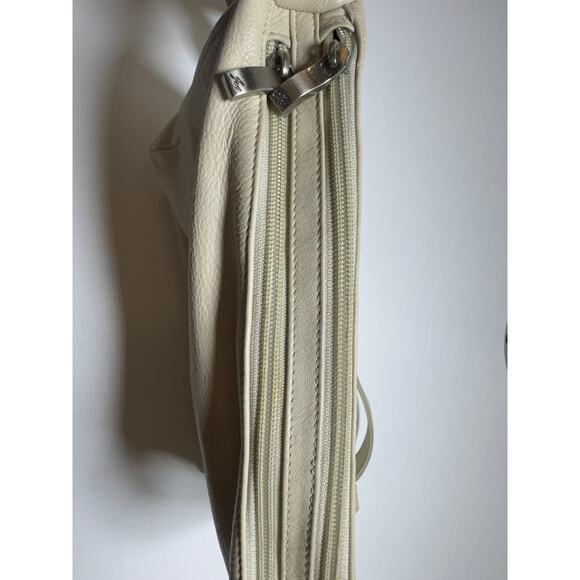 Stone Mountain Leather Ivory Crossbody Handbag Minimalist Quiet Luxury Zippered - Picture 6 of 10